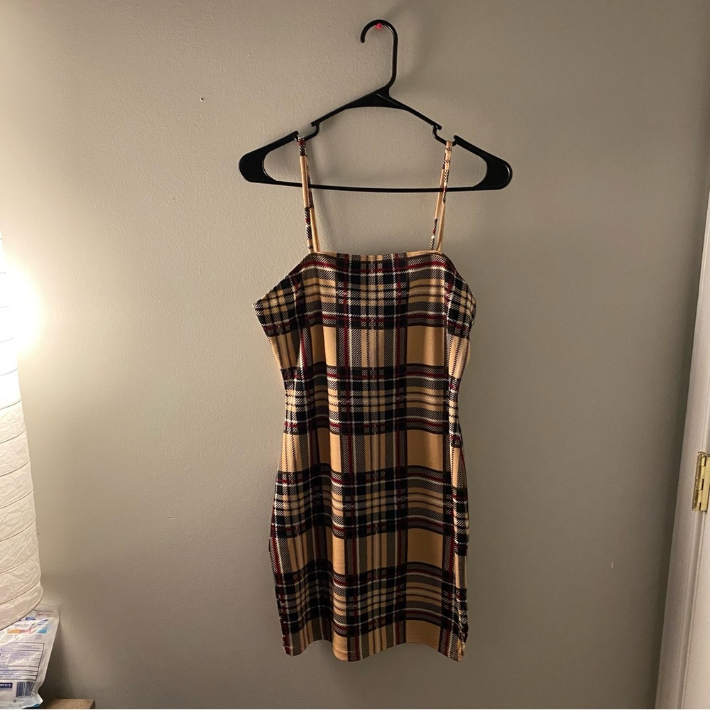 plaid bodycon mini dress